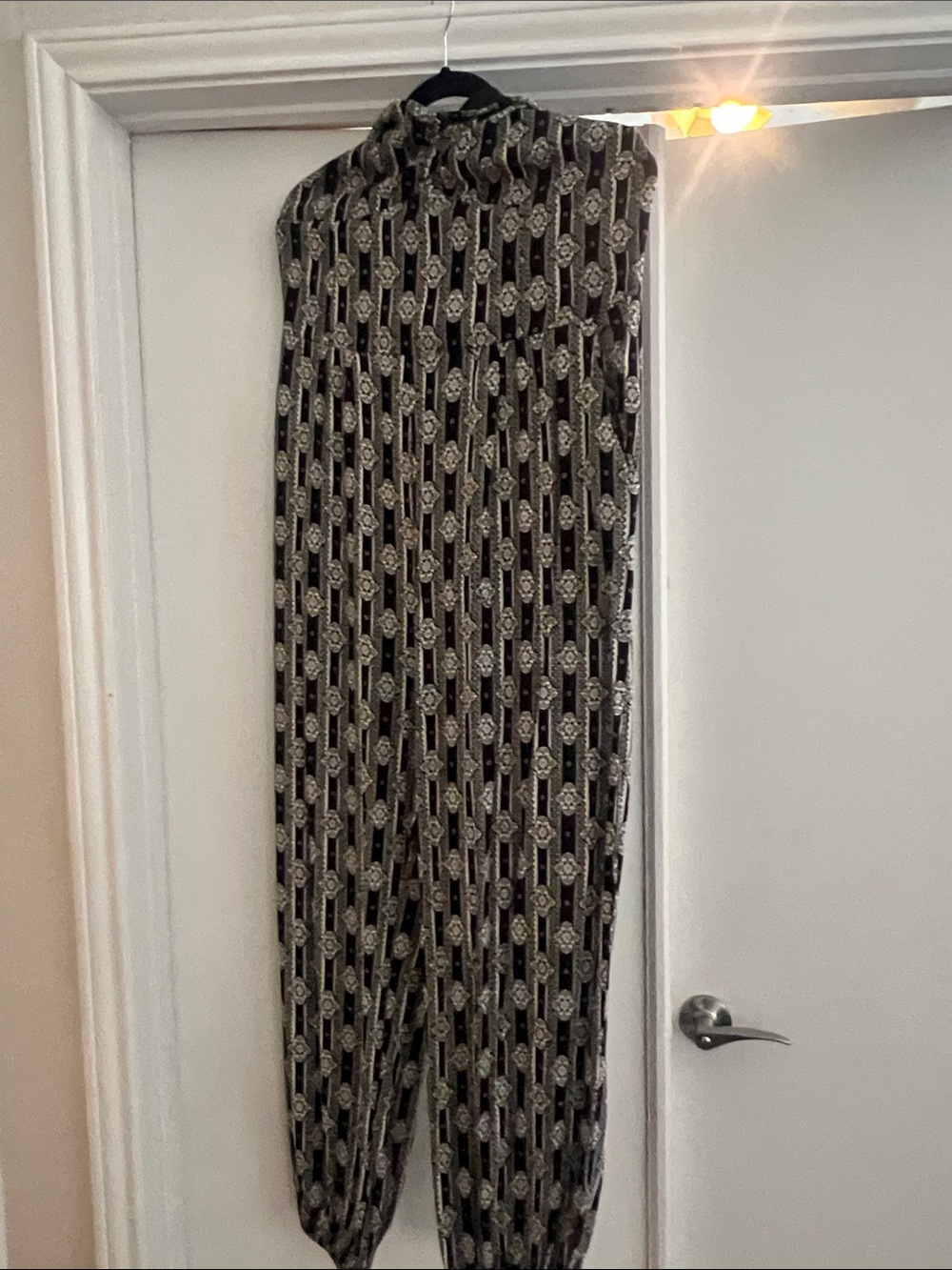 Xhilaration Black and Cream Geometric Jumpsuit Pantsuit